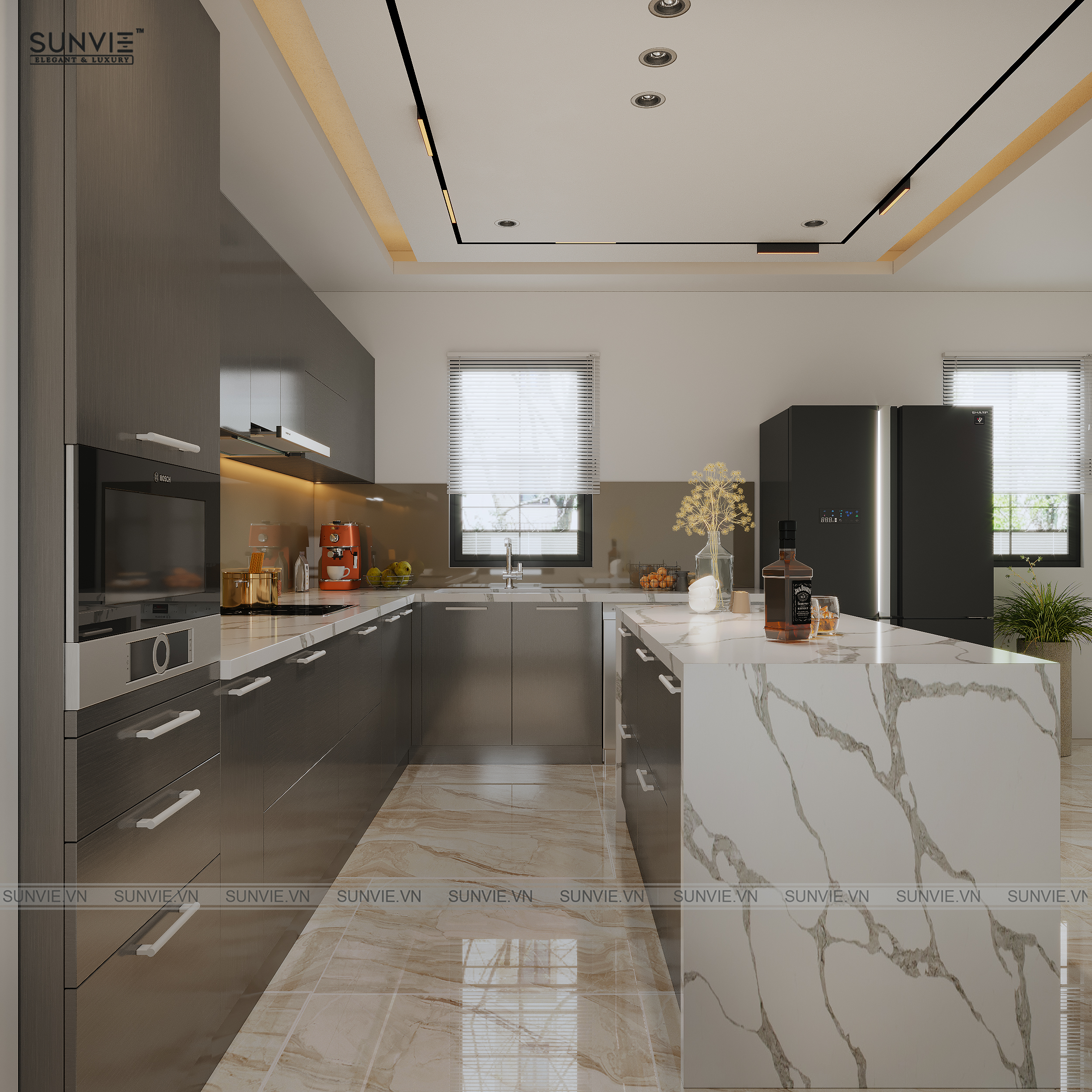 Mẫu tủ bếp SVE L2540-BĐ