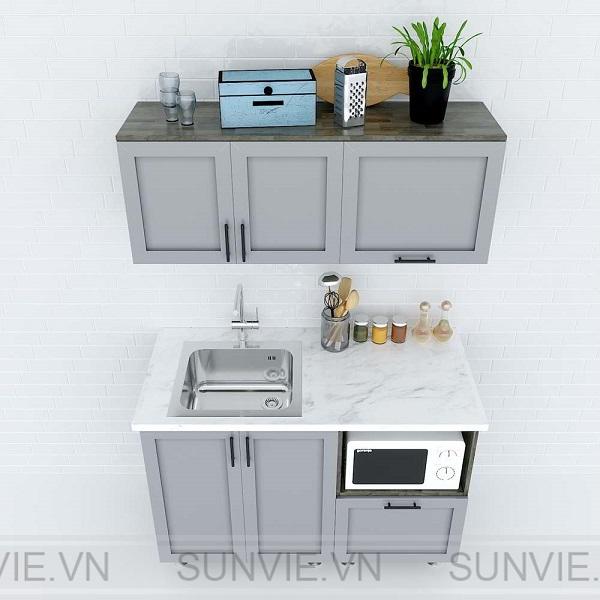 Mẫu tủ bếp inox mini phù hợp với các gian bếp nhỏ