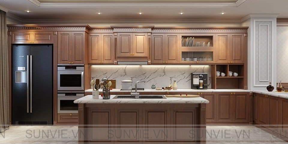 Tủ bếp gỗ tự nhiên