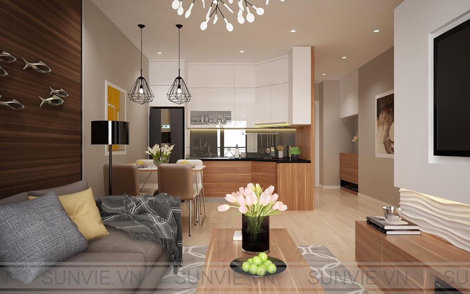 Tạo sự thông thoáng giữa các khu vực chức năng liền kề bếp