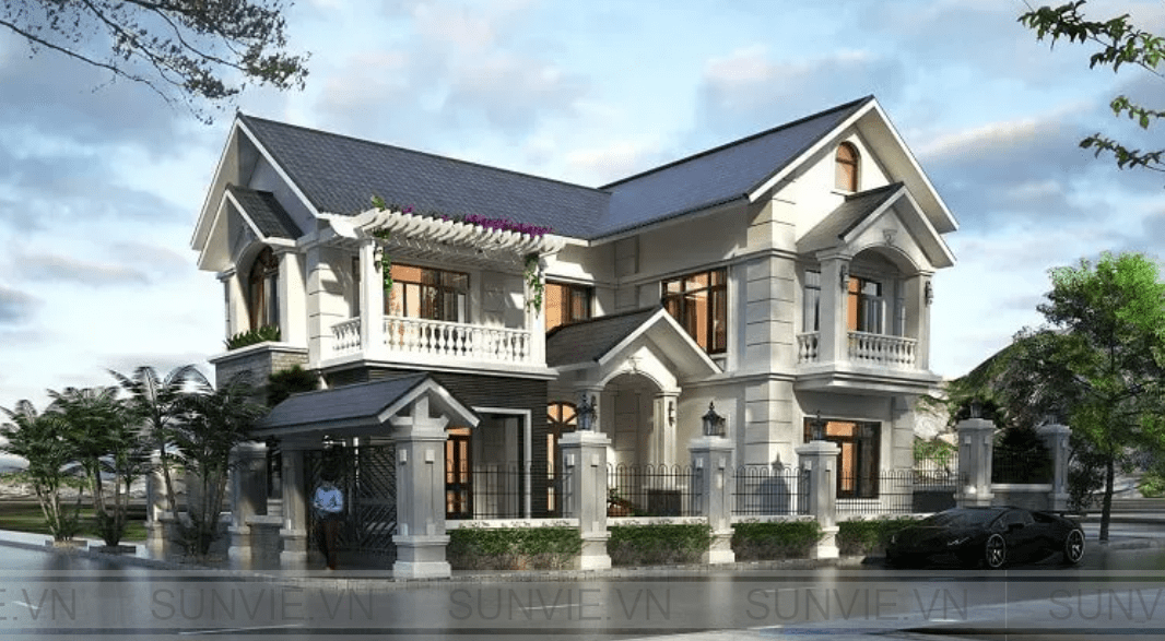 Nhà cấp 4 chữ L mái cổ điển